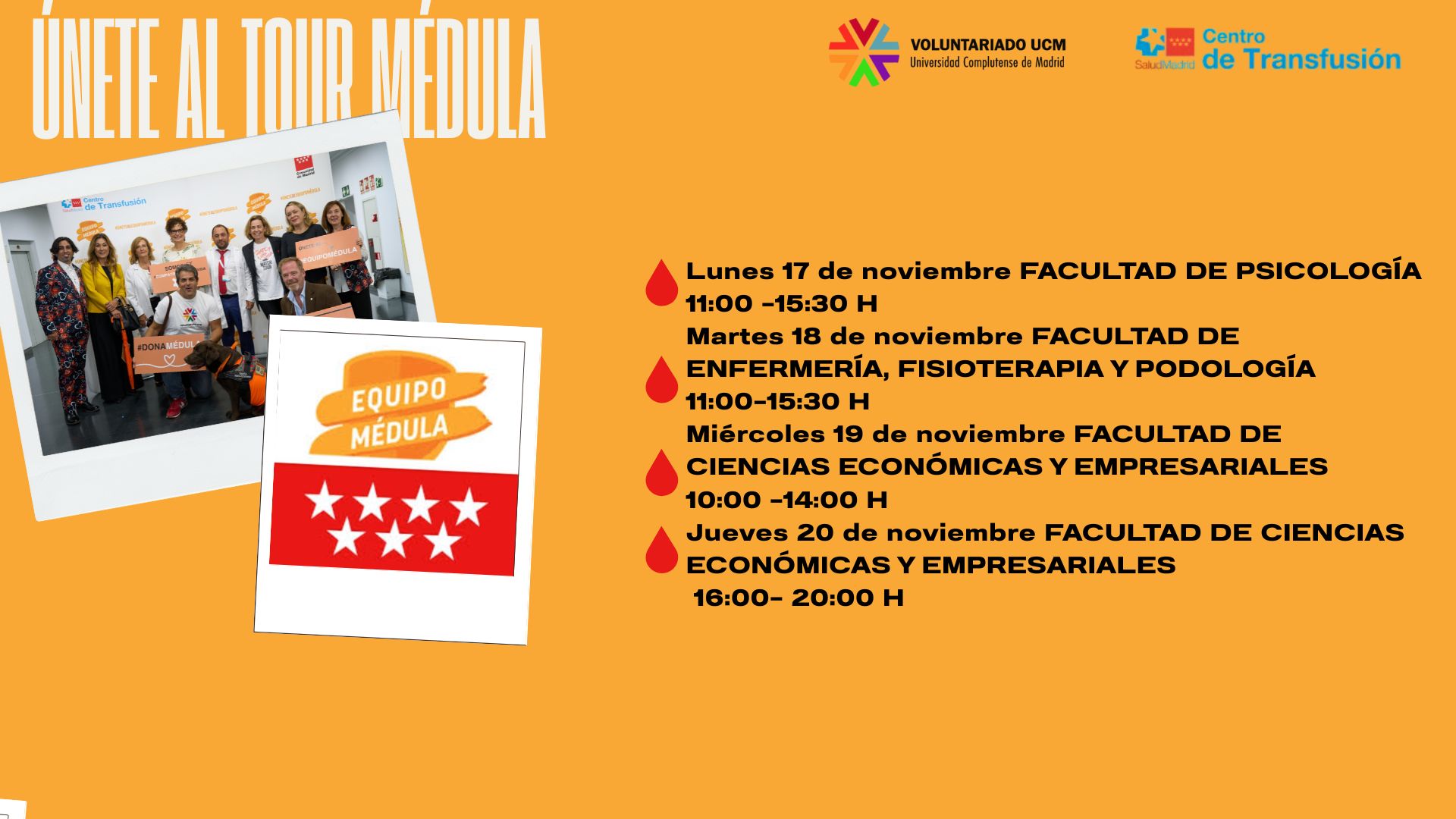 Ayúdanos a organizar el Tour Médula Universidades 